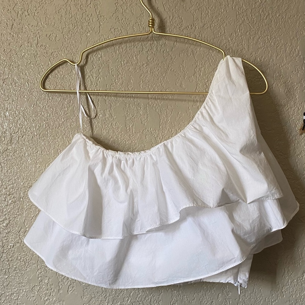 Zara Asymmetrical Cotton crop top